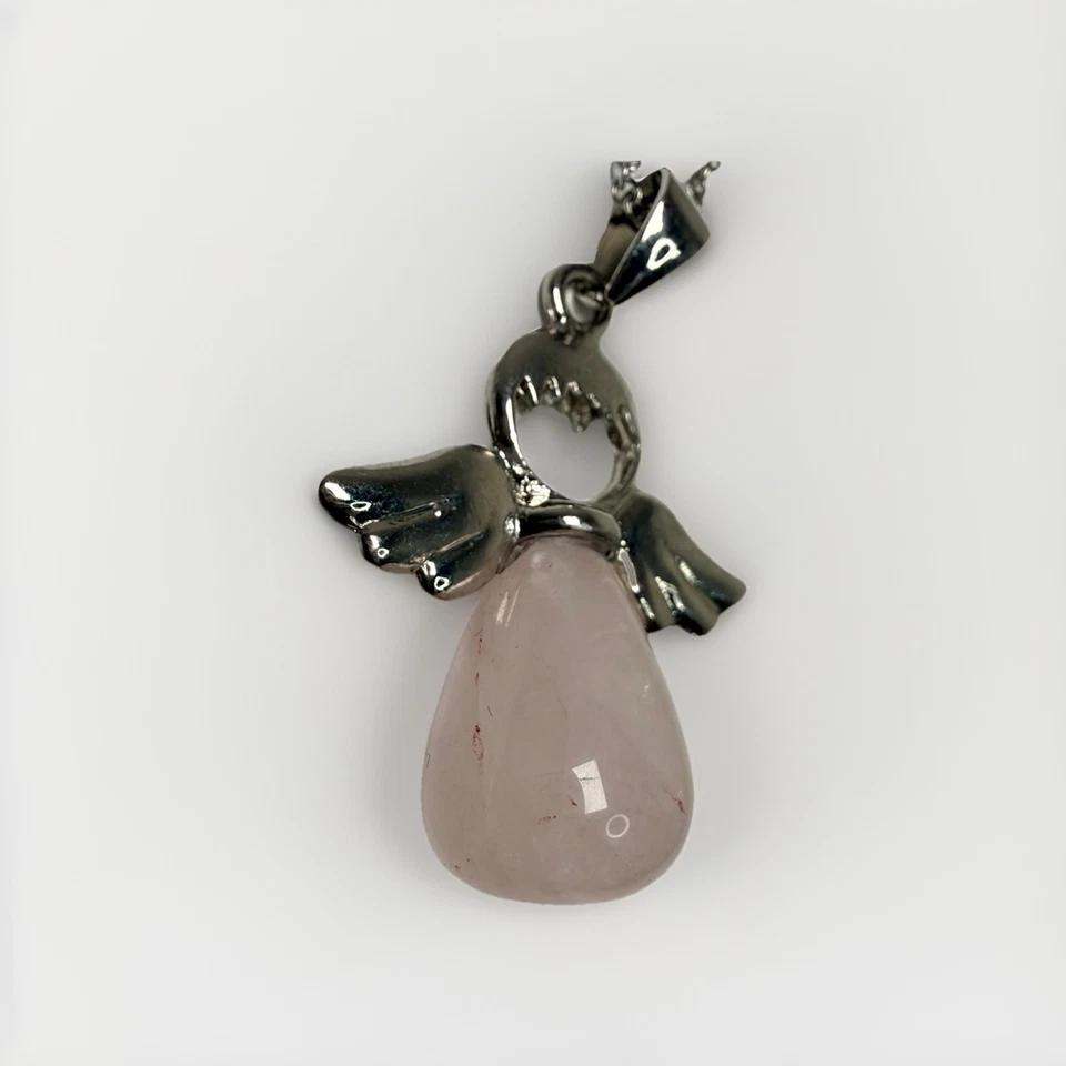 Jeulia Loving Support Rose Quartz Angel Wings Necklace - Image 2 of 4