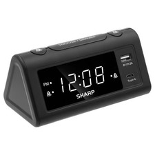 Digital Dual Alarm Clock with A/C USB Charge Ports Black