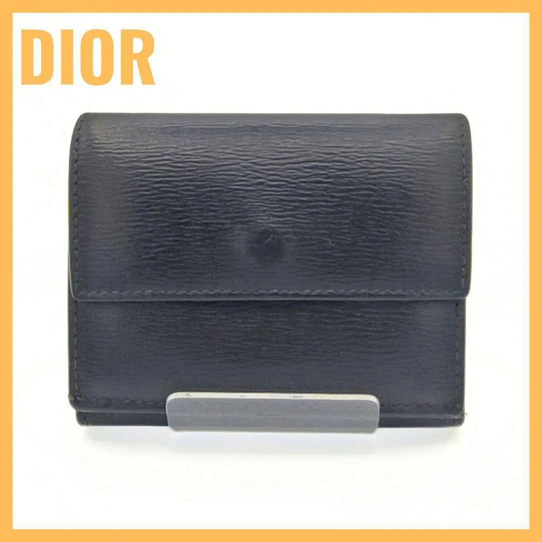 Portefeuille Dior Compact Pliable Cuir Noir 