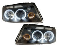 LHD Projektor Scheinwerfer Front Paar Angel Eyes Klar Schwarz FüR VW Bora 98-05