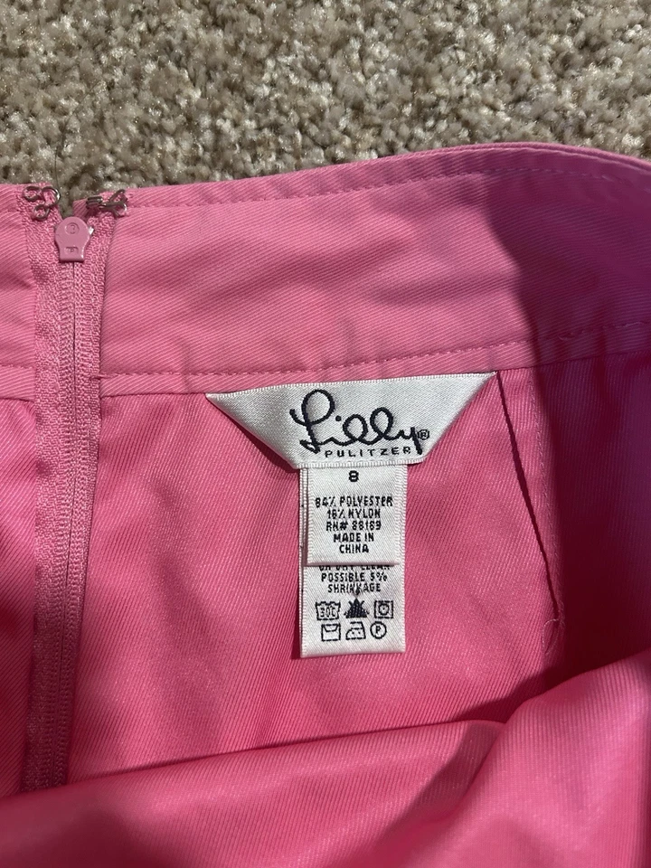 Falda corta vintage Lilly Pulitzer para mujer 8 rosa verde preppy ligera transpirable Foto 4 de 4