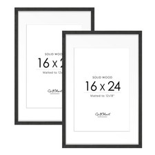16x24 Wood Poster Frame Set of 2, Display picture 12x18 with mat or 16x24 wit...