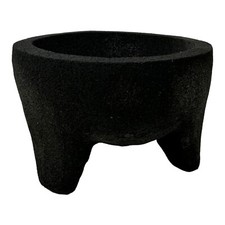 Mortero Molcajete de piedra de lava volcánica tallado a mano cuenco con patas de basalto SOLO 6" de colección