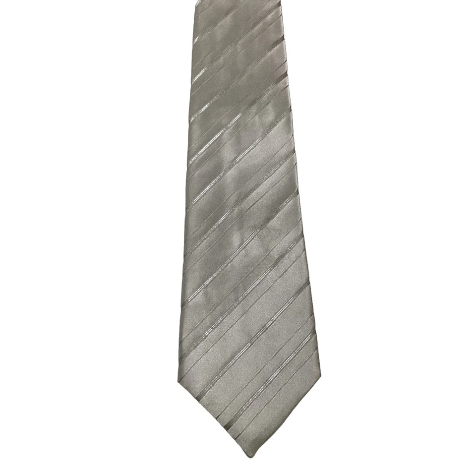 Corbata para hombre DANIEL MILANO 100 % seda diseñador ITALIA RAYAS gris metálico nueva con etiquetas Foto 2 de 3