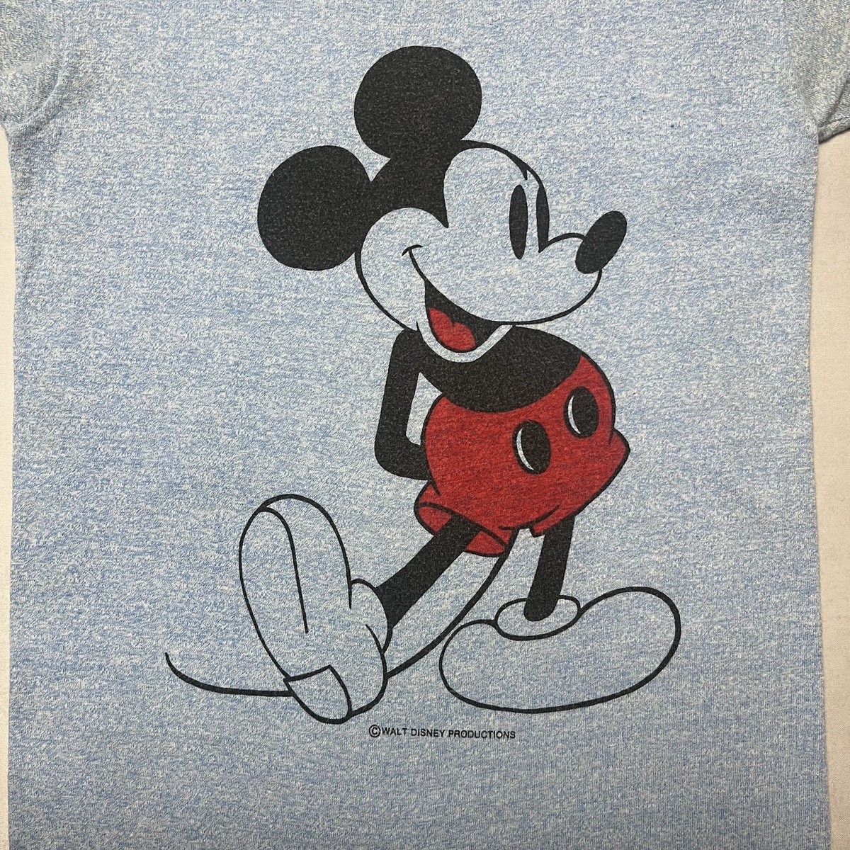 Vintage 70s Tropix Togs Disney Mickey Heather Blue Ringer T Shirt