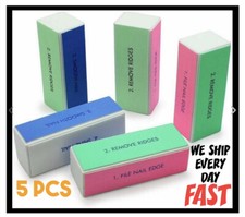 5 PCS Nail Art Shiner Buffer 4 Ways Polish Sanding File Block Manicure FAST SHIP