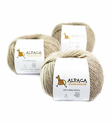 100% Baby Alpaca Yarn Wool Set of 3 Skeins DK Weight