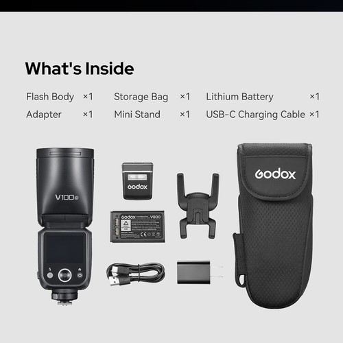 Godox V100C 100W Camera Flash Speedlite Touch Screen + X3C Trigger For Canon - Picture 18 of 20