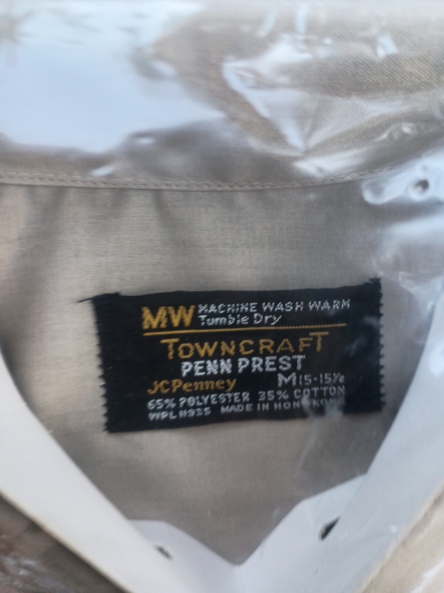NOS Vintage 60s Penneys Towncraft Penn-Prest Men 15 Shirt Button