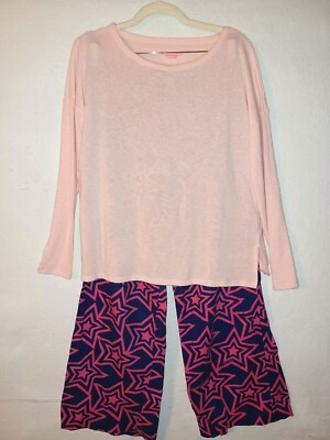 Victoria Secret 2 pc pajama set lot M Knit Lounge Sleep NEW flannel star pink 