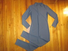 Plus Size Shiny Dark Gray Long Sleeve T-Neck Foot Less Unitard Size XL-14-16 New