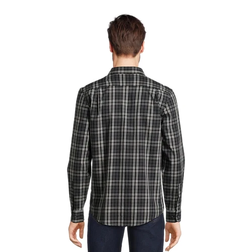 George Men's SIZE XL 46-48 Long Sleeve Poplin Button-Up Shirt Black Plaid NWT - Picture 3 of 5