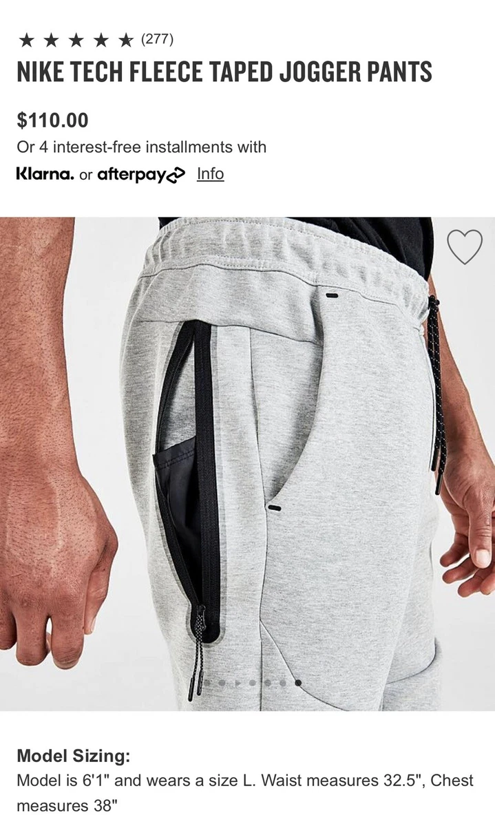 Nike Sportswear Tech fleece Pants Men s Size Large Grey eBay