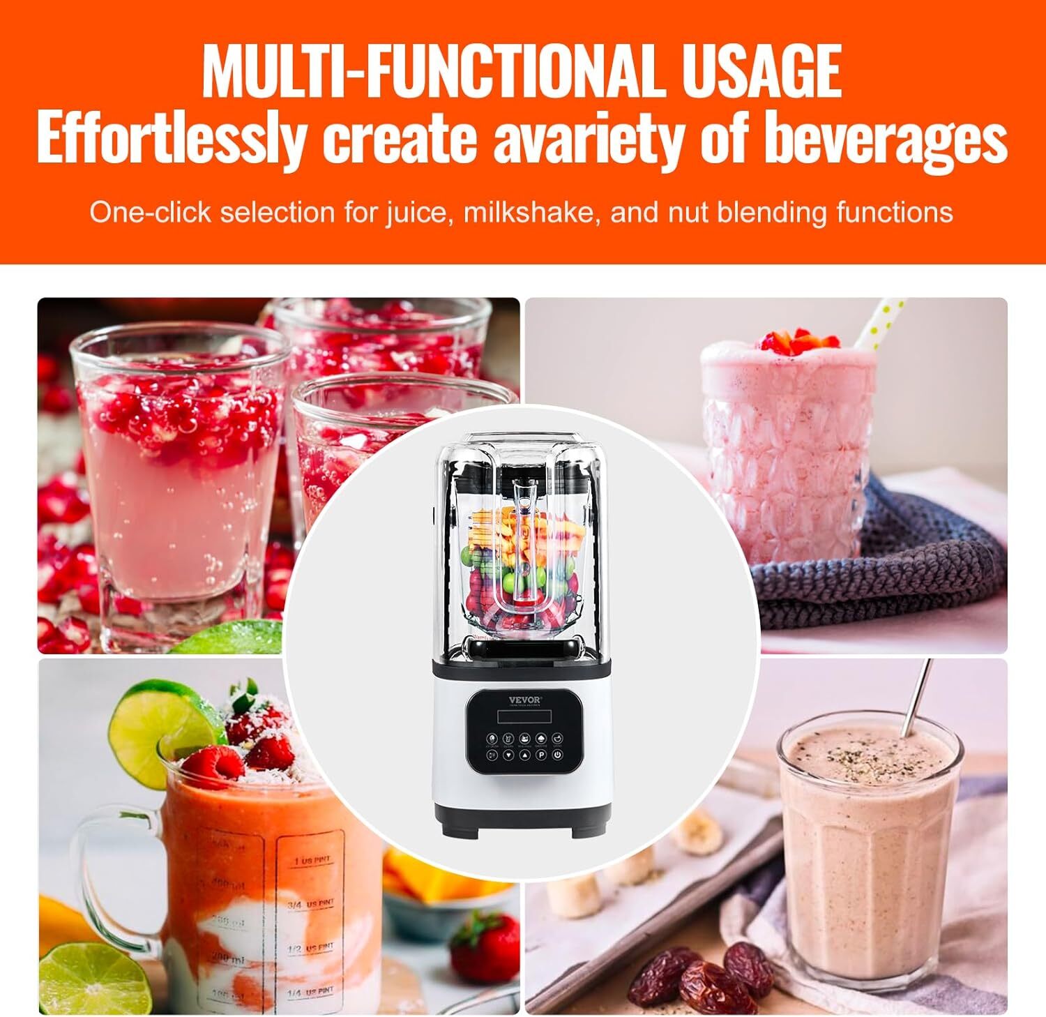 68 oz Jar… Commercial Countertop Blenders Professional Blender with