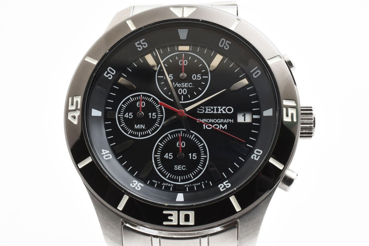 NEAR MINT w/BOX】 SEIKO 4T57-00A0 Chronograph Quartz Men's