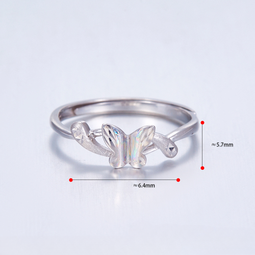 PT950 Pure Platinum 950 Butterfly Band Women Adjustable Rings 2.5-2.7g - Picture 4 of 6