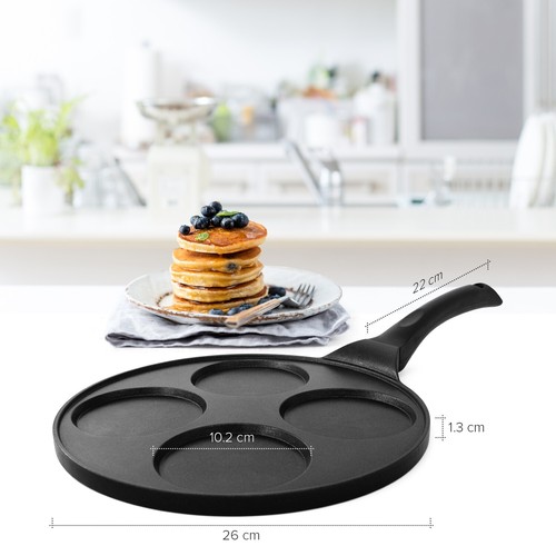 Joejis Padella per Frittelle 4 Fori Antiaderente Leggero Alluminio Fuso 26 cm - Foto 2 di 8