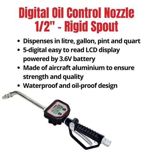 STM Digital Oil Control Nozzle 1/2" - Rigid Spout, Waterproof & oil-proof - Picture 2 of 2