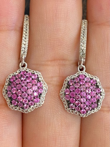 NATURAL PINK SAPPHIRE WHITE CZ SET STERLING SILVER 925 RING EARRING PENDENTS - 第 4/14 張圖片