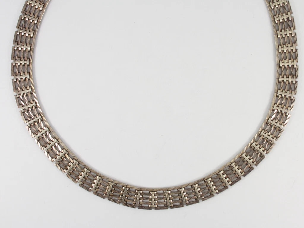 Vintage Gate Link Necklace Sterling Silver Ladies 15.75
