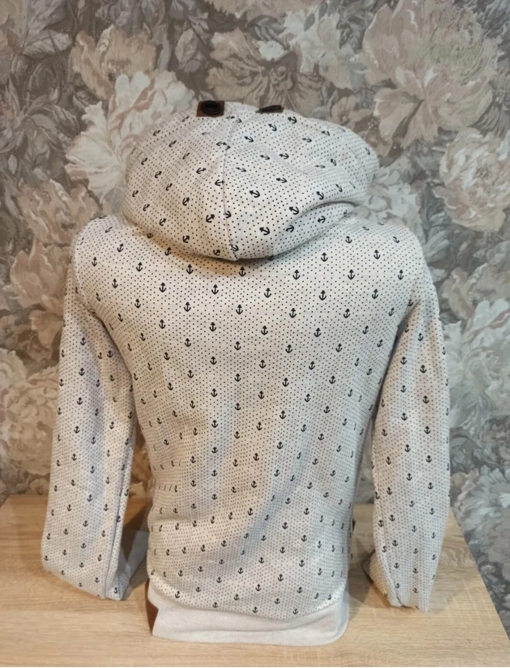 Naketano Mujer Sudadera con Capucha Talla S Color Blanco y Beige Capucha Anclas Lunares Foto 2 de 4