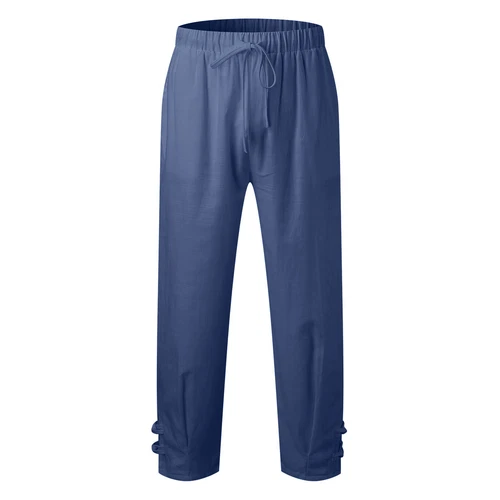 Men's Summer Cotton Linen Drawstring 3/4 Length Pants Casual Baggy Capri Shorts - Bild 9 von 39