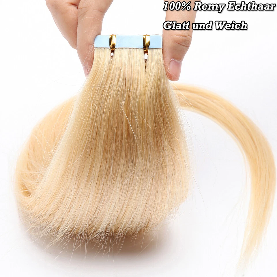 40Stück Tape in Extensions 100% Remy Echthaar DICK Haarverlängerung Skin Weft DE - Bild 3 von 4