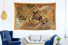 Wall Décor Tapestry Vintage Embroidered Ethnic Beaded Hand work Wall Hanging