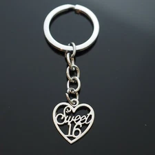 Sweet 16 Sixteen Heart Remember Forever Daughter Keychain Party Key Chain Gift