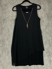 JM COLLECTION-MMG WOMEN'S SLEEVELESS SOLID NECKLACE SHORT DRESS BLACK SIZE: S 