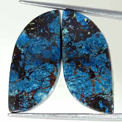 23.00Cts Natural Azurite Pair Cabochon Loose Gemstone Shape Fancy Size 10x24x3mm
