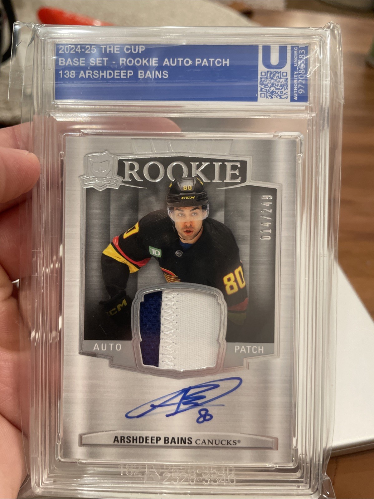 2024 UPPER DECK THE CUP #138 ARSHDEEP BAINS ROOKIE PATCH AUTO RC /249