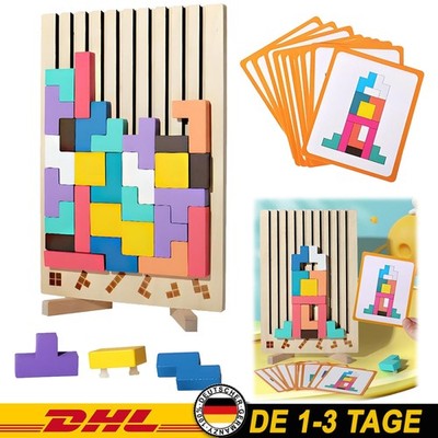 NEU Tetris 3D Holzpuzzle Spiel Kinder Puzzle Knobelspiel Geometrische Formen
