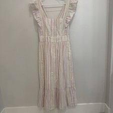 Loft Women's Midi Spring Ruffle Overalls Dress Size 4