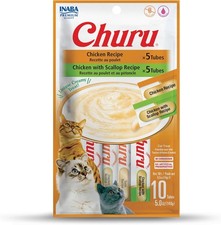 INABA Churu Cat Treats, Grain-Free, Lickable, 0.5 Ounce Pack of 10