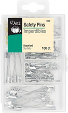 Dritz 1480 Safety Pins with Assorted Sizes, Nickel Plated Steel Brass
