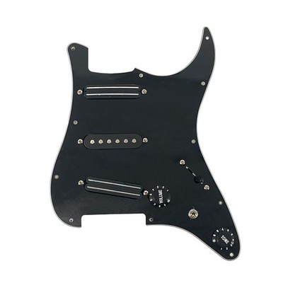 Black SSS Guitar Pickguard with Dual Rail Pickups Loaded Pre-Wired for Guitar