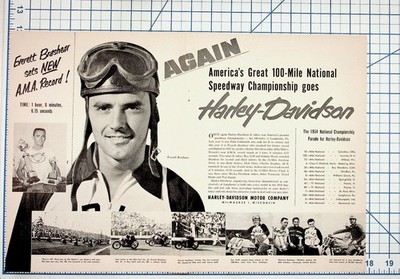 1954 Harley-Davidson Motorcycle Racing Ad Everett Brashear AMA Record Ephemera