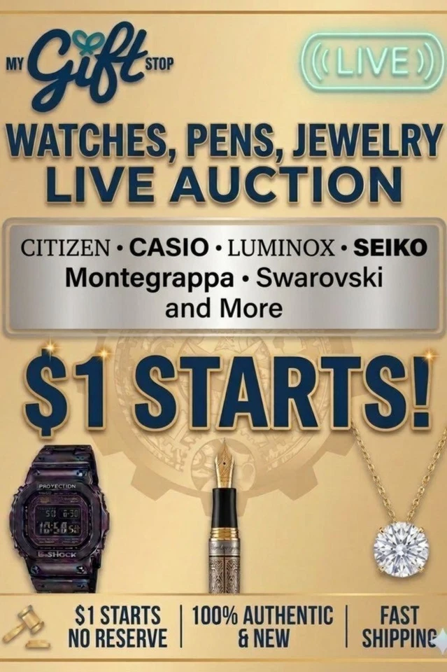 $1 Start Auctions: Watches Luxury Pens Jewelry from Top Brands