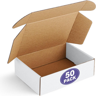 7X5X2 Small Shipping Boxes 50 Pack - White Cardboard Box Mailers, Corrugated Mai