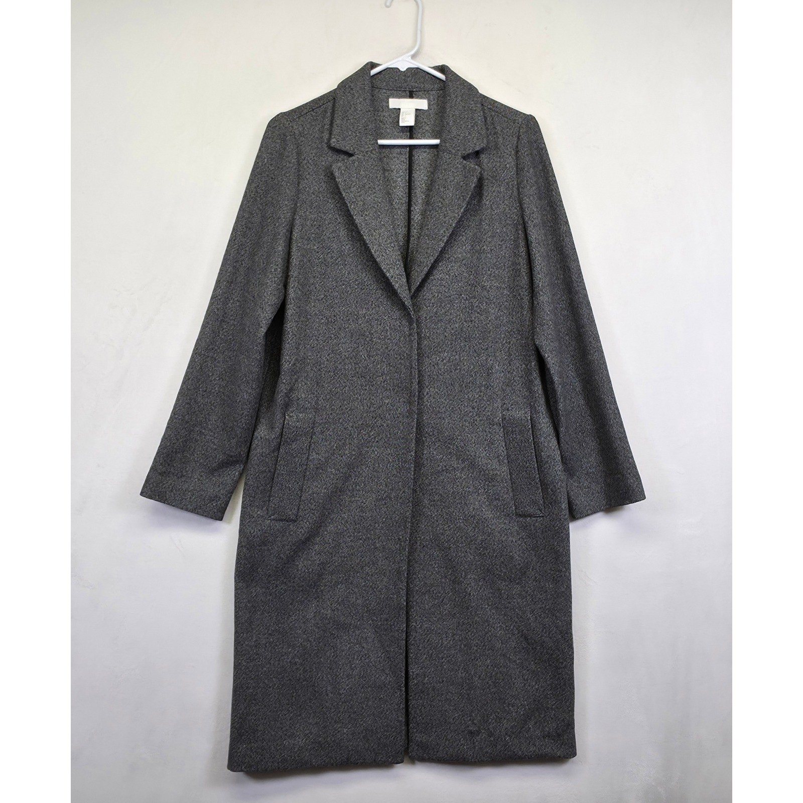 H&M Coat Womens 2 Gray Minimalist Structured Timeless Longline Modern Layering thumbnail 2