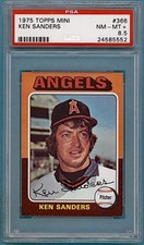 1975 Topps Mini Ken Sanders #366 PSA 8.5! POP 7! Angels!