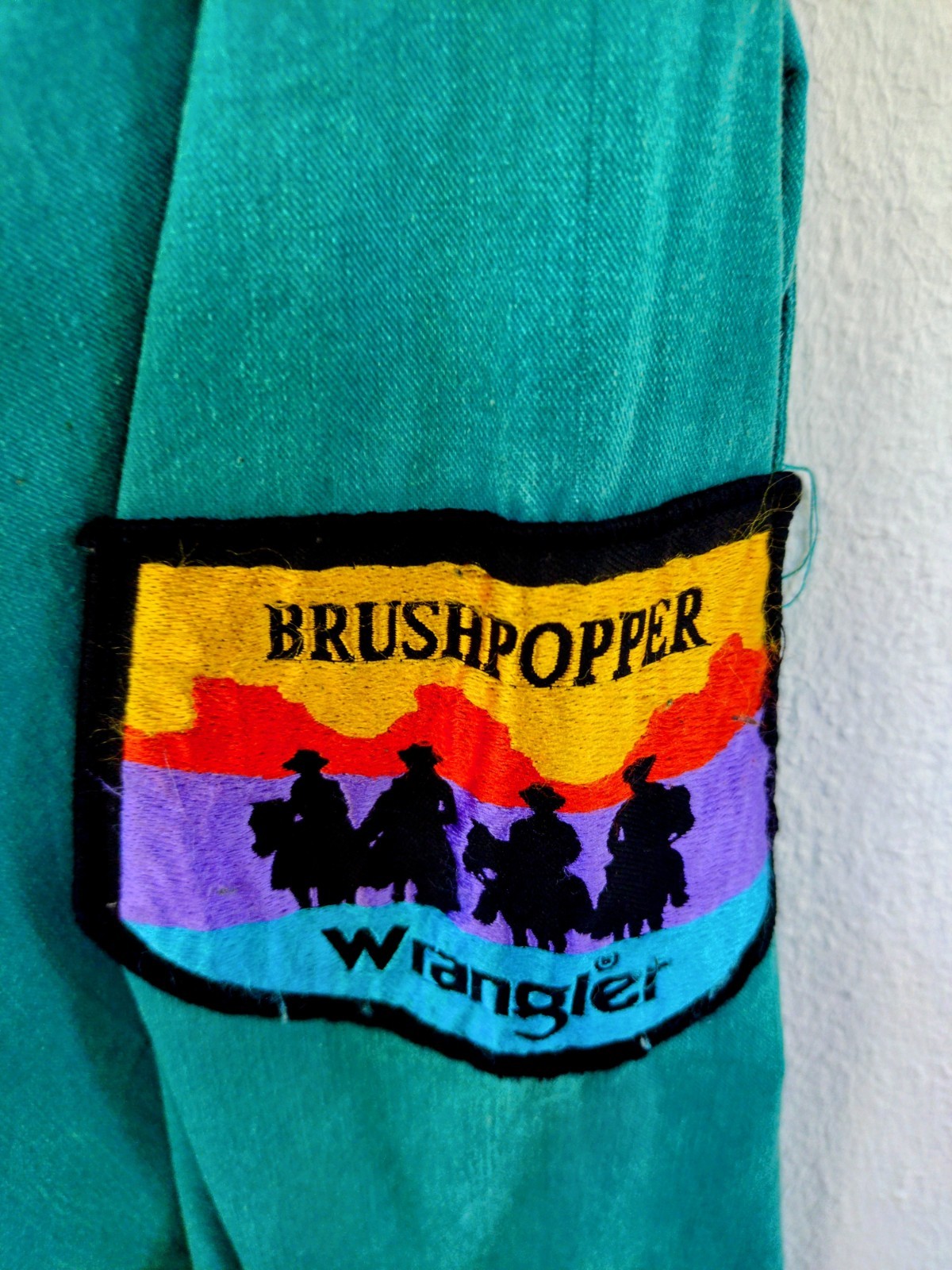 Wrangler Brushpopper Jacket | Vintage 90s | Turquoise with Patch and Embroidery image 4