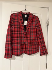 J.Crew Mercantile Misses Tartan Plaid Two-Button Blazer Size 12 NEW WITH TAGS