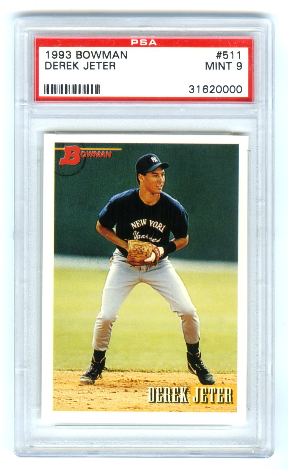 DEREK JETER~NEW YORK YANKEES~1993 BOWMAN PSA-9 MINT HOT MLB ROOKIE RC CARD #511