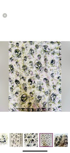 Alexander McQueen Skull Scarf in Blush Pink and white silk