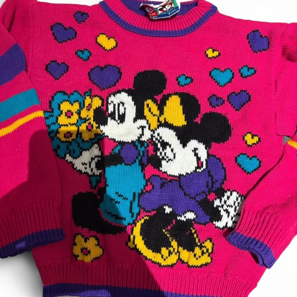 Suéter Tejido Vintage Disney Retro Mickey Mouse Minnie Mouse Niños Talla Mediana Foto 2 de 4