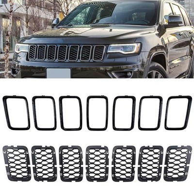 7x Front Kühlergrill-Einsatz Waben Schwarz für Jeep Grand Cherokee 2017-2022 WK2