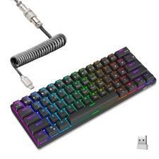 RK ROYAL KLUDGE RK61 60 Mechanical Gaming Keyboard with Coiled Cable, 2.4Ghz...