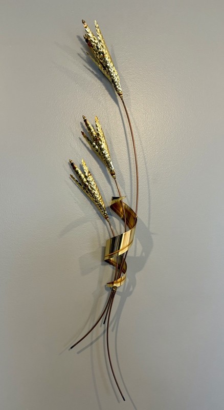 Vtg Homco Metal Gold Brass Wheat Stalk Wall Hangings Home Interiors 1970s